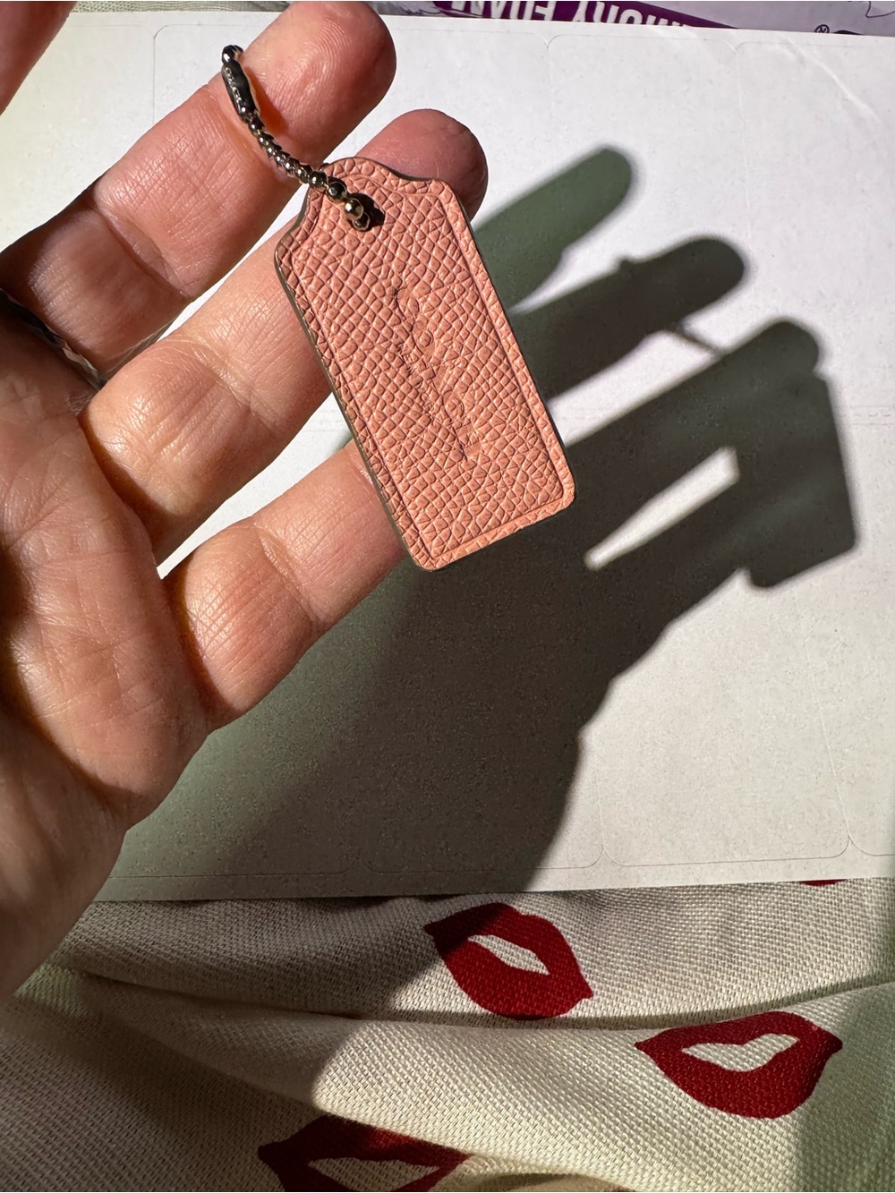 Coach Purse Hang Tag - Pink cross grain leather